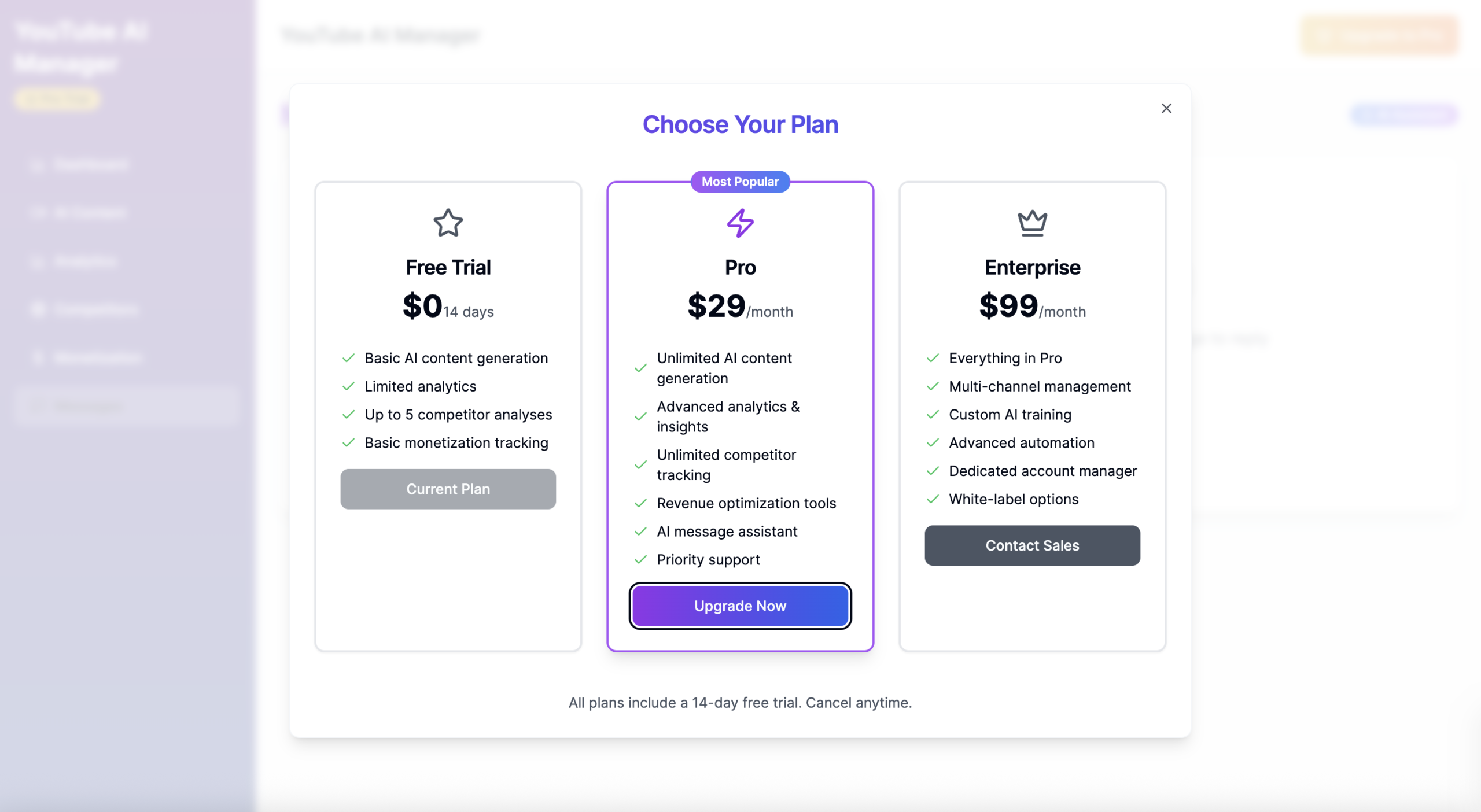 Pricing Plans UI
