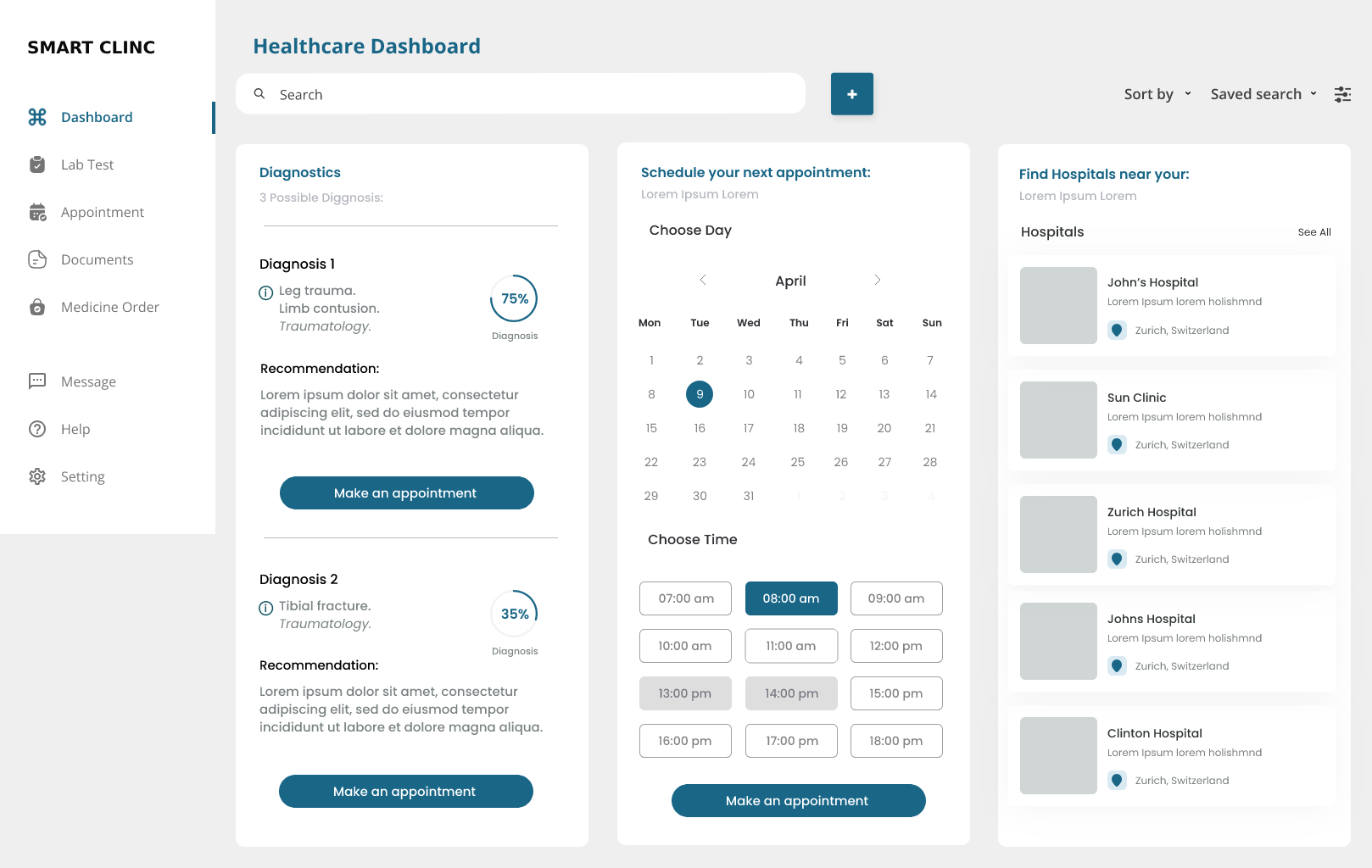 Smart Clinc - Healthcare Dashboard