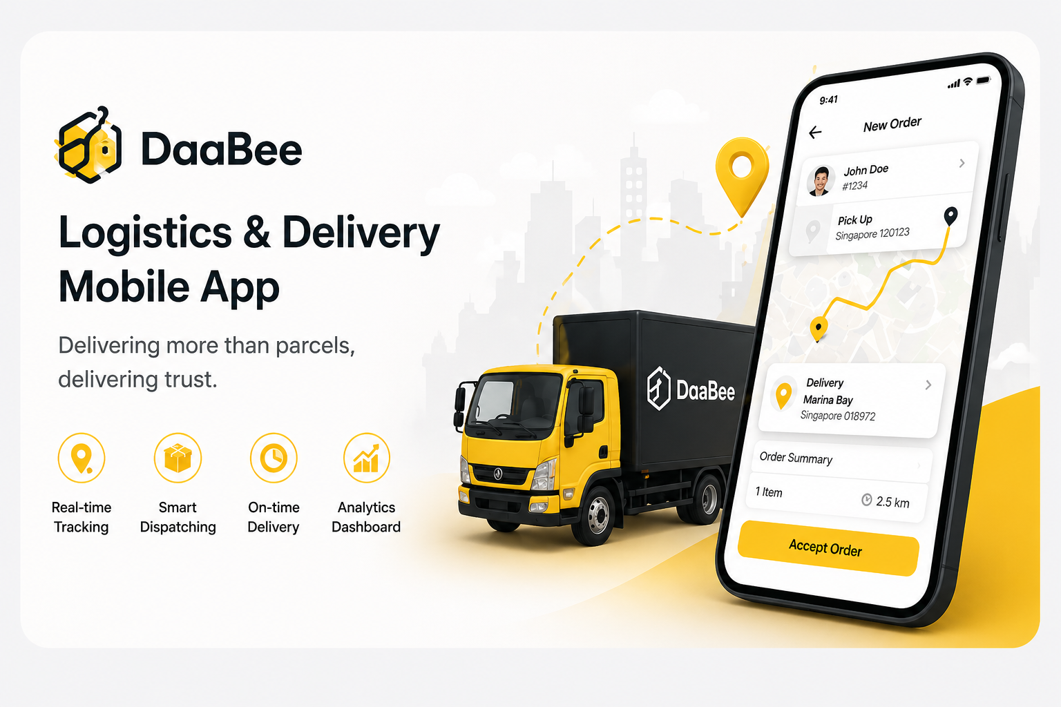 DaaBee logistics and delivery mobile app — built by Inno Panda, custom software development company Singapore