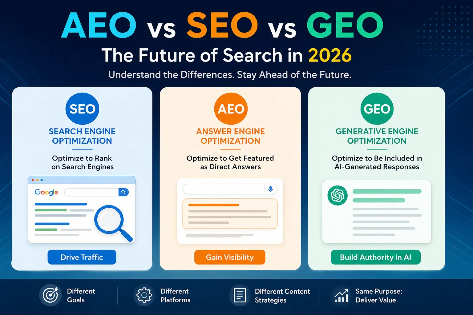AEO vs SEO vs GEO Singapore 2026 | Inno Panda