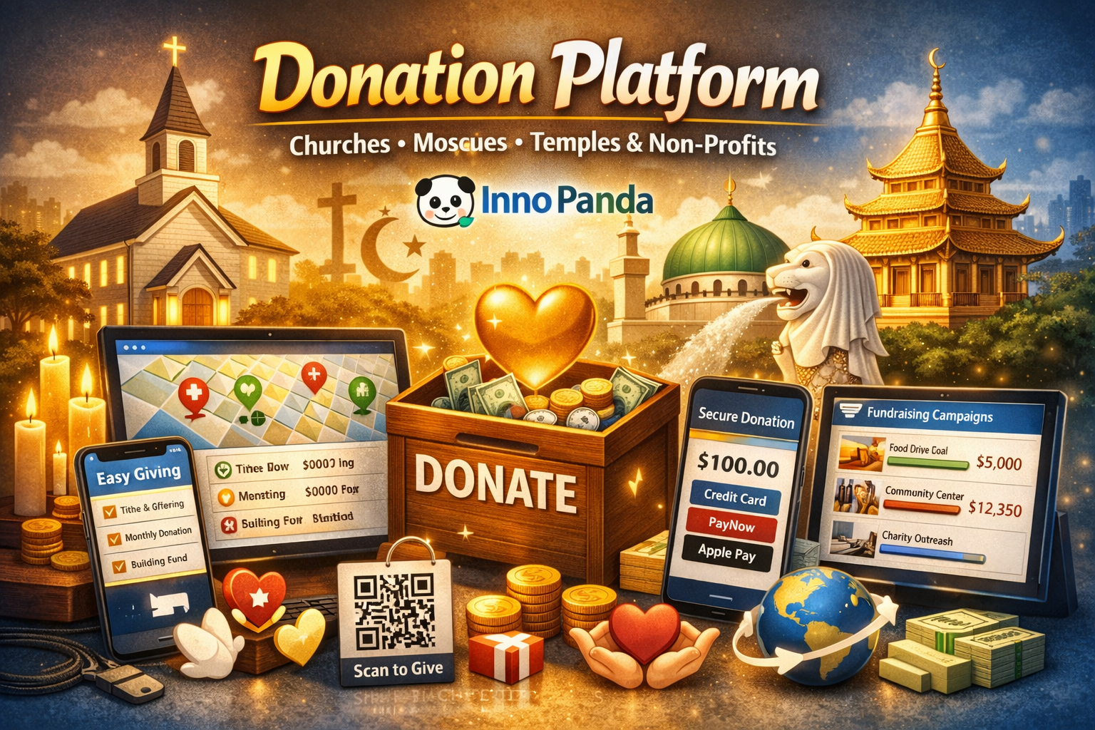 Donation platform for churches mosques temples and non profits dashboard