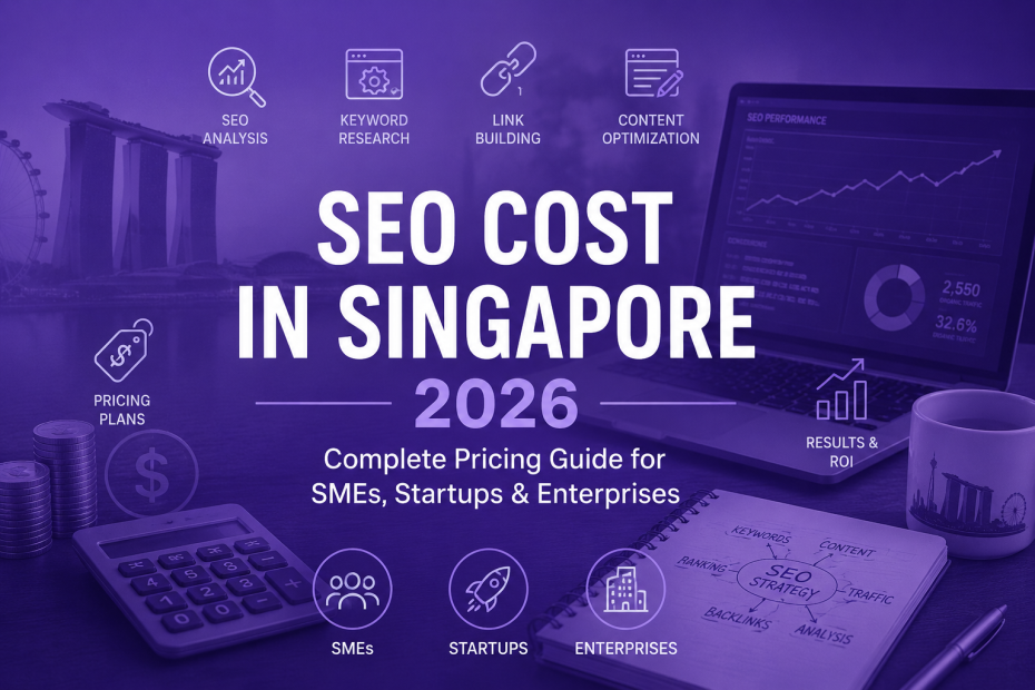 SEO cost in Singapore 2026 guide showing SEO pricing, packages, and digital marketing strategies for SMEs, startups, and enterprises by inno panda