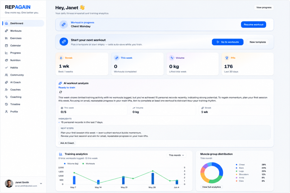 RepAgain – AI Fitness App Workout Tracker